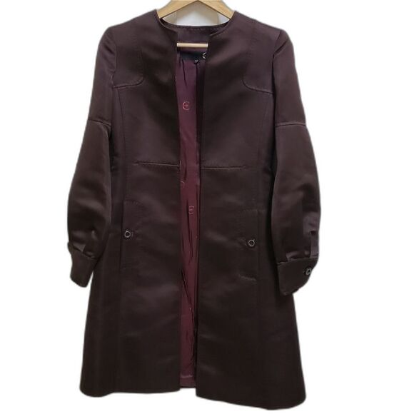 Roberto Just Cavalli Coat Womens S Italy 40 Brown Scuba Long Lined Quiet Luxury - Picture 2 of 15